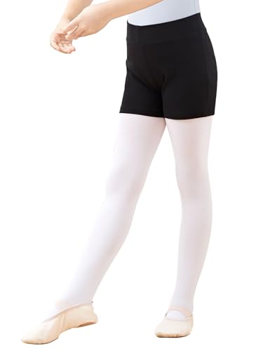 Girls Cotton Dance Shorts - Highly Elastic Ballet Pants - Black, 4-5T