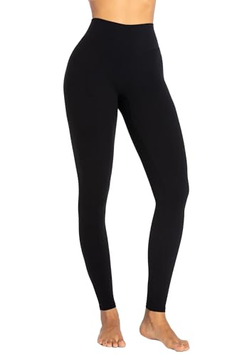 Sunzel Women's Black Lycra High Waisted Yoga Leggings 26" Inseam Medium