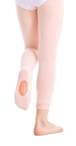 Convertible Ballet Tights for Girls - Ultra Soft, Ballet Pink, 6-8 Years