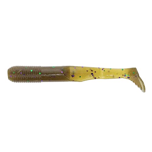 3.5" Swim Senko Soft Worm Paddle Tail Fishing Lures - Green Pumpkin