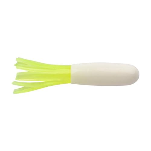 PowerBait Atomic Tubes Soft Plastic Fishing Bait - White Chartreuse, 1 1/4"