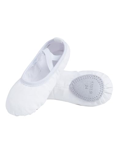 Canvas Ballet Shoes for Girls - White 10.5 Little Kid