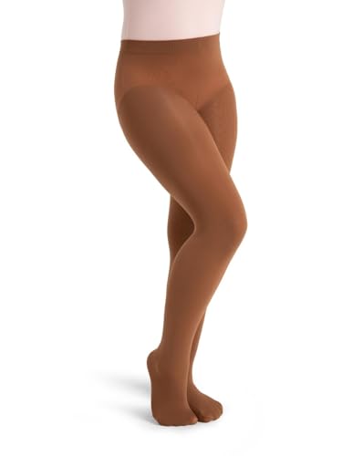 Capezio Girls' Ultra Soft Self Knit Waistband Tights 8-12 Brown