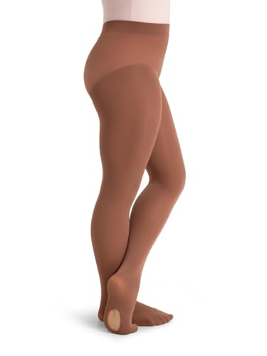 Capezio Girls' Ultra Soft Self-Knit Waistband Tights - Mocha, One Size