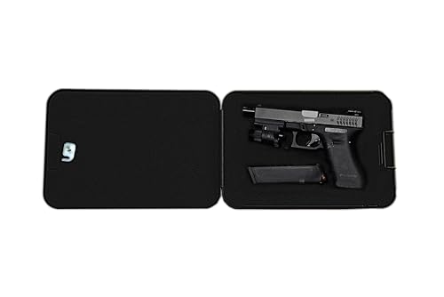 Dveron Large Portable Gun Safe for Handguns, Secure Lock Box, Carbon Steel, Black