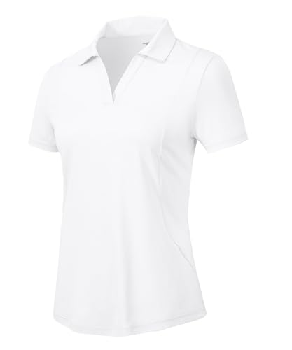 Women's Golf Polo Shirt - UPF 50+ V-Neck Dry Fit Short Sleeve