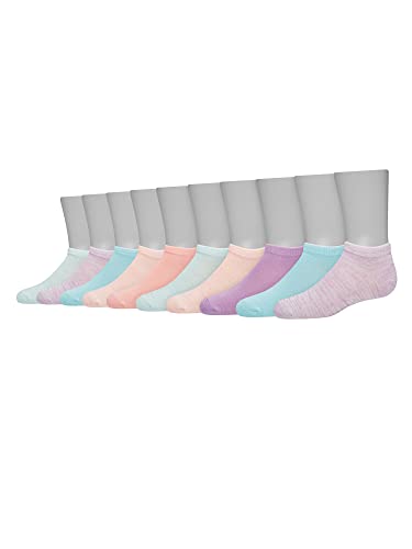 Hanes ComfortSoft No-Show Ankle Socks 10-Pack for Girls, Assorted Pastels