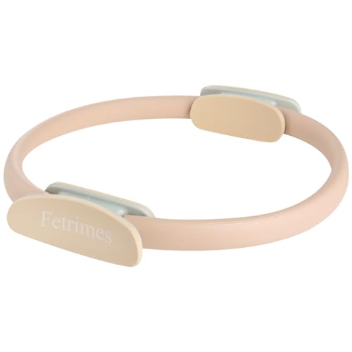 Fetrimes Beige Pilates Ring 15 inch with Dual Padded Handles – Adjustable Yoga Circle