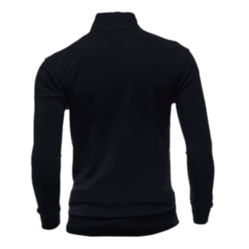 Conguoki Men's Medium Black Lightweight Hoodless Zip Up Cardigan Sweater