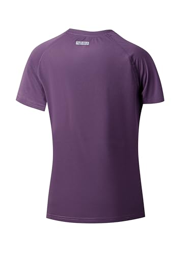 FILAROLA Short Sleeve UPF 50+ Athletic Shirt for Women - Breathable Running Top, Large Dark Purple