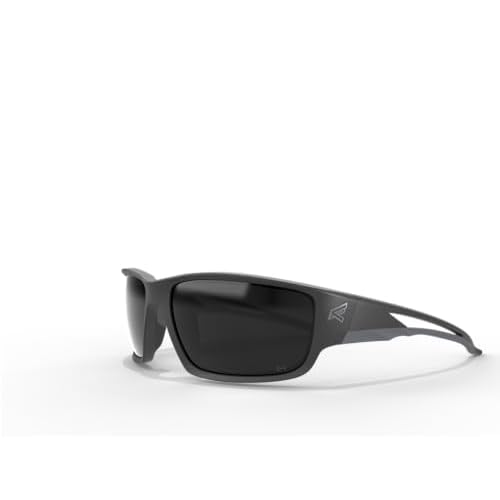 EDGE Kazbek Wrap-Around Safety Glasses, Anti-Scratch, Non-Slip, UV 400, Military Grade, ANSI/ISEA & MCEPS Compliant (Black, Polarized Smoke)