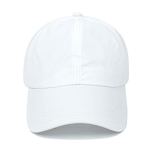 Criss Cross Ponytail Baseball Cap for Women - White One Size