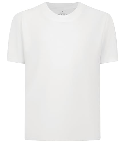 TeGlraddix Youth Rash Guard Short Sleeve UV Swim Shirt - White (Medium) for Boys & Girls