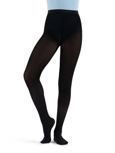 Girls' Hold & Stretch Footed Dance Tights - Black - X-Small