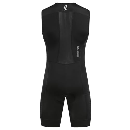 Men's Sleeveless Triathlon Suit - Quick-Dry Padded Skinsuit with Pockets