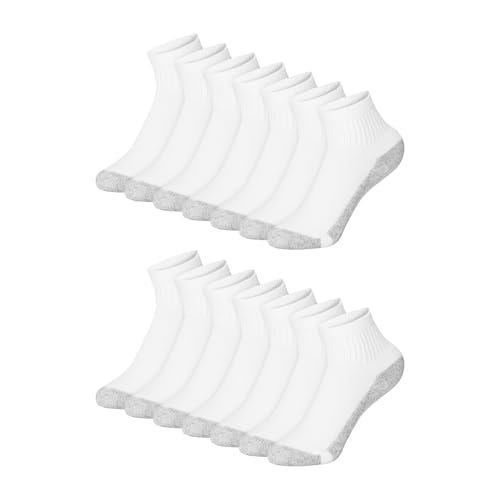 Boys' Ankle Socks - Double Tough Moisture Wicking, 14 Pack - White
