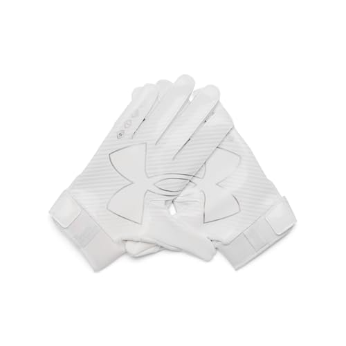 Under Armour Boys F9 Nitro Football Gloves - White/Distant Gray/Metallic Silver, Small
