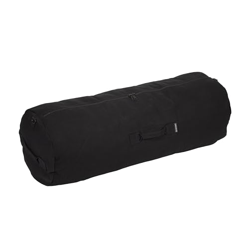 Stansport Deluxe Canvas Duffel Bag - 50x18x18in for Gym Travel Storage, Black