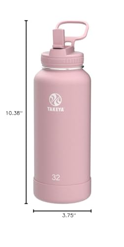 Takeya 32 oz Stainless Steel Water Bottle with Straw Lid - Blush, Insulated & Leakproof