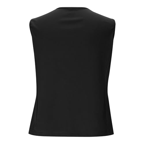 Women's V Neck Sleeveless Button Down Vest - Black, X-Large