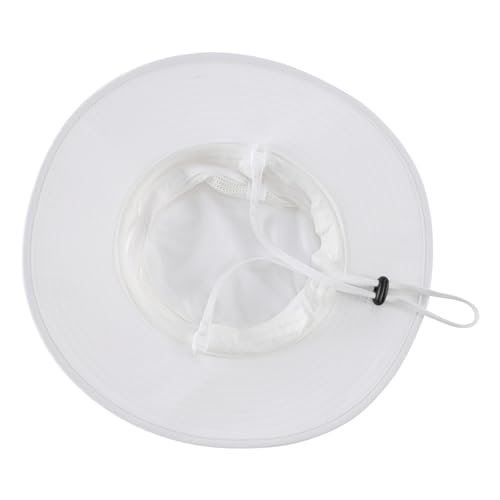 Kids UPF50+ Wide Brim Sun Hat for Boys & Girls, Mesh Water Bucket Hat, White, 4-8 Years