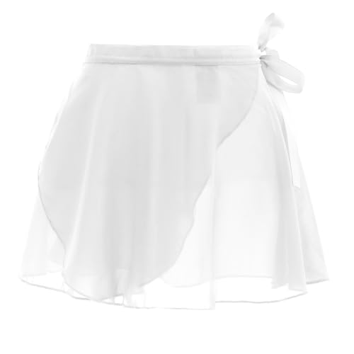 Girls Ballet Wrap Skirt with Ties - Flowy Chiffon - White