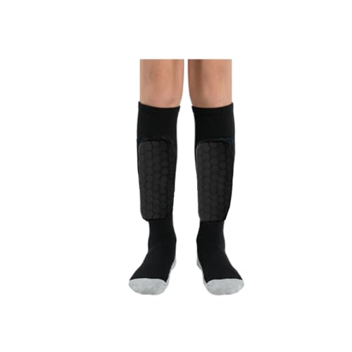 CMRCOYO Youth Soccer Shin Guards with Built-in Non-Slip Socks Black Medium