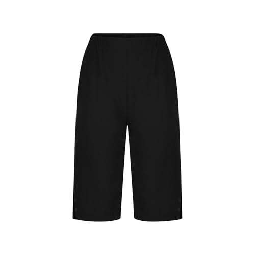 Knee Length Linen Bermuda Shorts for Women - Black, X-Large