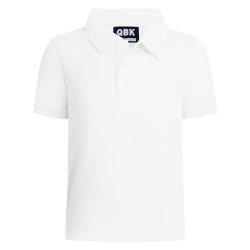 Boys' Performance Polo Shirt - Quick-Dry Golf Shirt, 8 Years / White