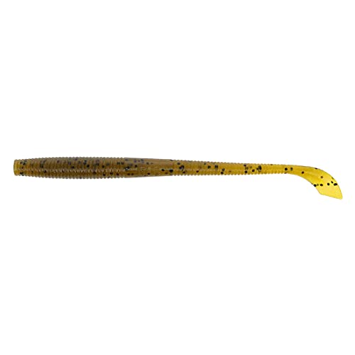 5-Inch Kut Tail Worm Soft Plastic Fishing Lure - 10 Pack - Green Pumpkin Pepper