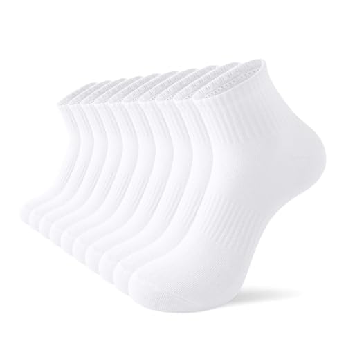 Thin Cotton Ankle Socks for Women - 5 Pairs, White