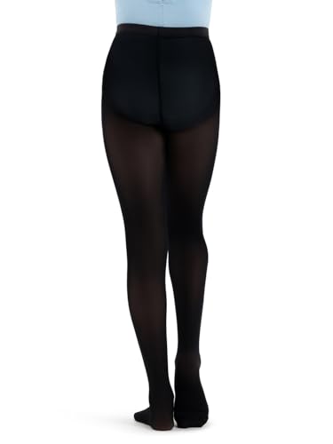 Girls' Hold & Stretch Footed Dance Tights - Black - X-Small