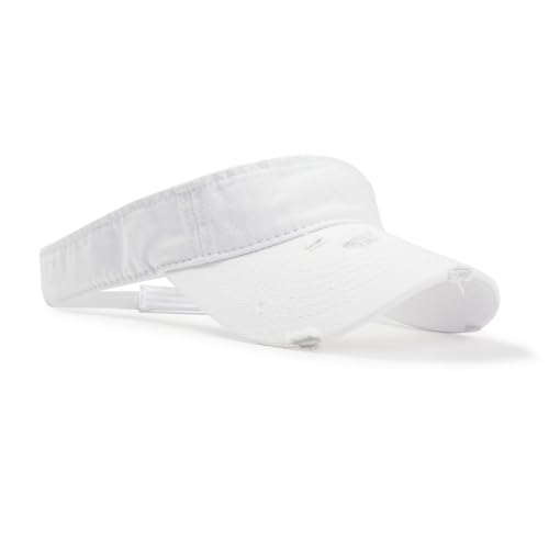Retro Ripped Sun Visor Hat - White Baseball Visor for Men & Women
