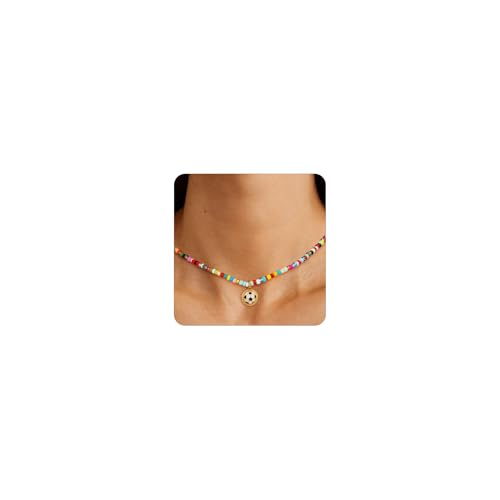 Colorful Beaded Necklace for Soccer Fans - 14+2 Inches
