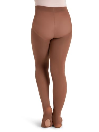 Capezio Girls' Ultra Soft Self-Knit Waistband Tights - Mocha, One Size