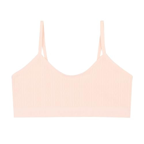 Tahari Girls Seamless Training Bra 4-Pack Bralette Set Gray, Stone, Rose, Peach Blush, Medium
