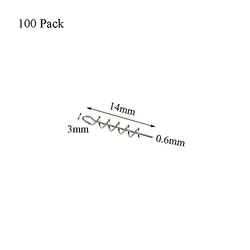 14mm Centering Pin Spring Twist Lock Fishing Screw Worm Hook - 100 Pcs