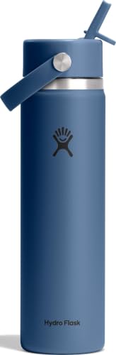 Hydro Flask 24 oz Harbor Blue Wide Mouth Insulated Water Bottle with Leakproof Straw Cap