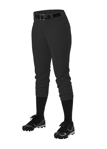 Alleson Athletic Ladies Belt Loop Fastpitch Pants, Large, Black