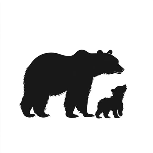 Mother Bear and Cub Silhouette Stencil 8.5x11 Inch Reusable Plastic Template for Painting Crafts and Woodland Art D?cor