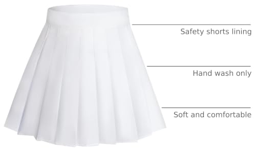 High Waisted Pleated Mini Skirt with Shorts - Small, White
