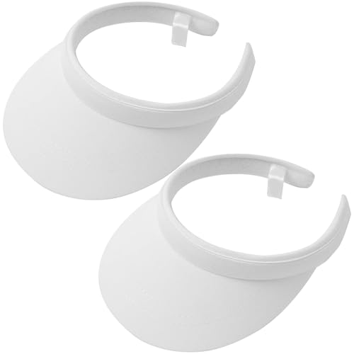 Kejea 2 Pack Adjustable Sun Visors for Women Men Wide Brim Sport Hats - White, Size 6 3/4-7 1/4