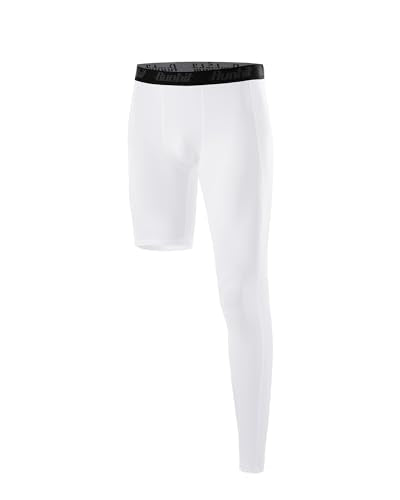 Men's Full-Length Single Leg Compression Pants - White Left Long
