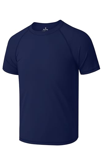 Boys' UPF 50+ Rash Guard Swim Shirt - Navy, 8-10 Years