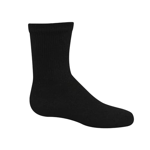 Hanes Boys' Uniform Crew Socks - Moisture-Wicking, 10-Pack, Black / Medium