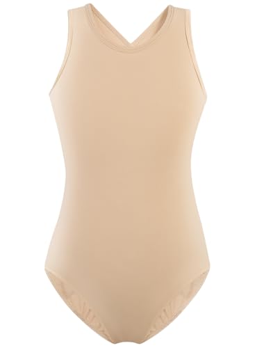 Gymnastics Leotards for Girls Sleeveless Unitard - 7-8 Years Nude