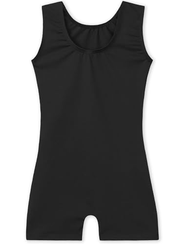Sleeveless Gymnastics Leotard Unitard for Girls 7-8 Years - Solid Black