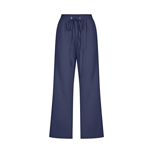 Plus Size Navy Linen Capri Pants for Women - XX-Large