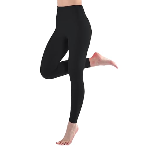 High Waisted Leggings for Women - Full Length - Black, Large/X-Large