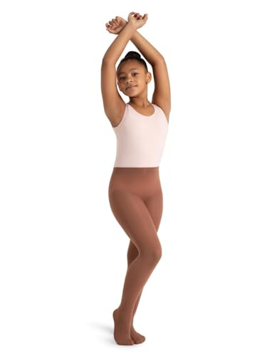Capezio Girls' Ultra Soft Self-Knit Waistband Tights - Mocha, One Size